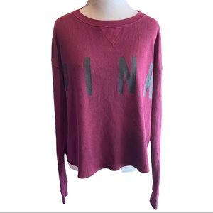 VS PINK Army Crop Thermal Burgundy Crop Top Long Sleeve